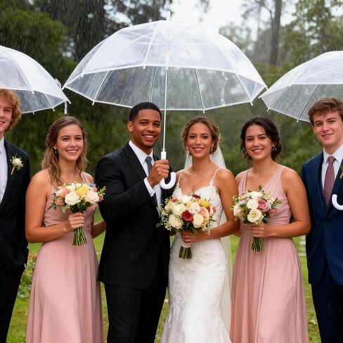 6 Pcs Clear Umbrella Wedding, Durable Transparent Rain Clear Umbrella Bulk with Wedding Thank You Cards for Wedding Bride Groom Photography Outdoor Anniversary Party Favors in Saudi Arabia