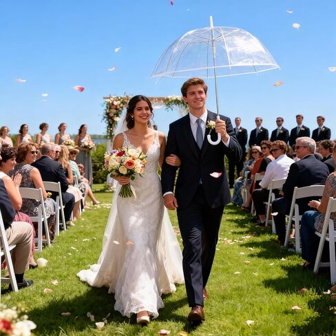 6 Pcs Clear Umbrella Wedding, Durable Transparent Rain Clear Umbrella Bulk with Wedding Thank You Cards for Wedding Bride Groom Photography Outdoor Anniversary Party Favors in Saudi Arabia