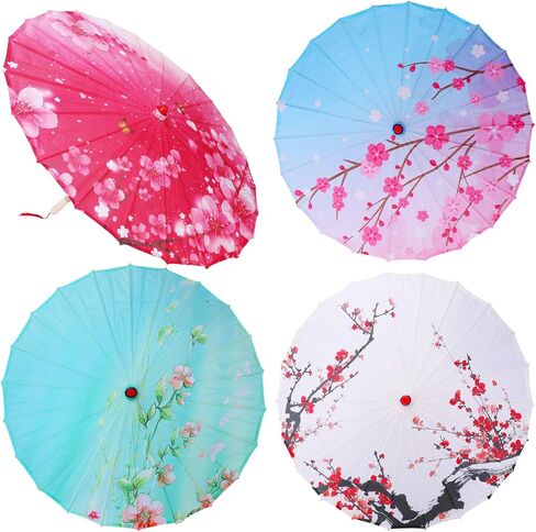 SAYAYA 32 Inch Chinese Japanese Silk Parasol, Handmade Vintage Floral Umbrellas, Asian DIY Art Decoration Parasols for Wedding Dance Cosplay Costume Prop & Home Decor in Kuwait