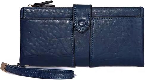 Genuine Leather Wristlet Wallet for Women Large Capacity with 20 Credit Card Slots 2 ID Windows and Coin Purse Dark Blue Gift Box (#4 Light Mauve) in Kuwait