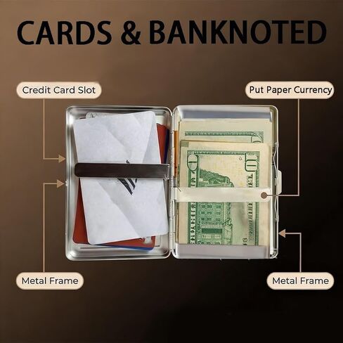 Vintage Art Versatile Metal Card Holder Wallet Versatile Card & Cash Case for Women Men Art Deco Design Metal Wallet Store Credit ID Business Card with Snap Closure in Saudi Arabia