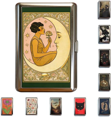 Vintage Art Versatile Metal Card Holder Wallet Versatile Card & Cash Case for Women Men Art Deco Design Metal Wallet Store Credit ID Business Card with Snap Closure in Saudi Arabia