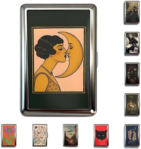 Vintage Art Versatile Metal Card Holder Wallet Versatile Card & Cash Case for Women Men Art Deco Design Metal Wallet Store Credit ID Business Card with Snap Closure in Saudi Arabia