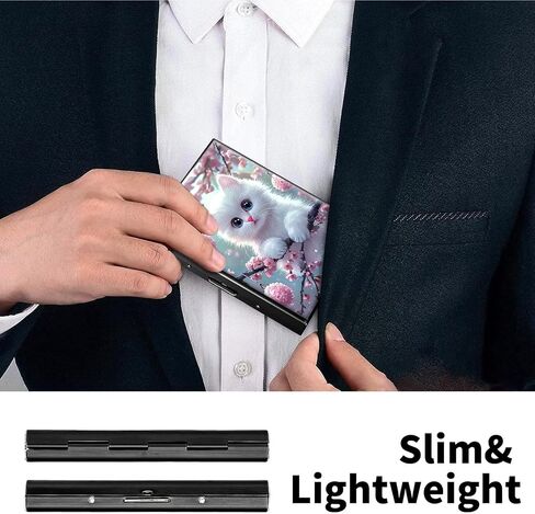 Metal Wallet, Credit Card Holder for Women Men Girls, RFID Blocking Aluminum Wallet Slim Hard Case, Mini Travel Wallet, ID Card Holder Business Card Case,White Cute Cat in Kuwait