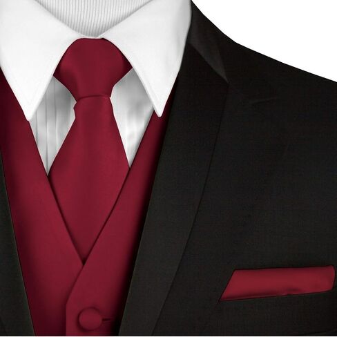 Men's Formal, Homecoming, Tuxedo, Wedding, Prom, Cruise Vest, Tie & Hankie Set in Burgundy - S in Saudi Arabia