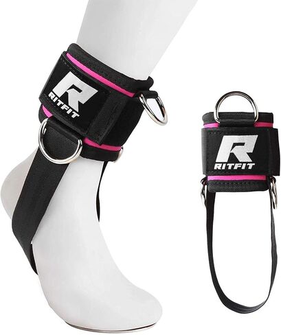 RitFit Kickback Ankle Straps Padded Ankle Strap for Cable Machine,Strong Hook and Loop,Reinforced 3 D-Ring, Adjustable Comfort fit Neoprene - Premium Ankle Cuffs to Enhance Abs, Glute & Leg Workouts in Kuwait