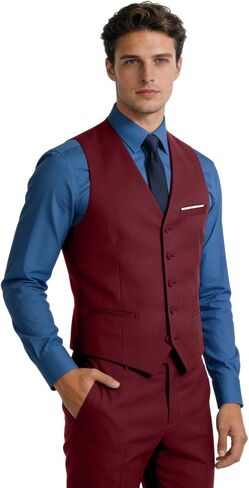 Bakerbear Men Formal Vest for Men's Classic Business Slim Fit Tuxedo Waistcoat Wedding Groomsmen Guest Dress Vests in Saudi Arabia