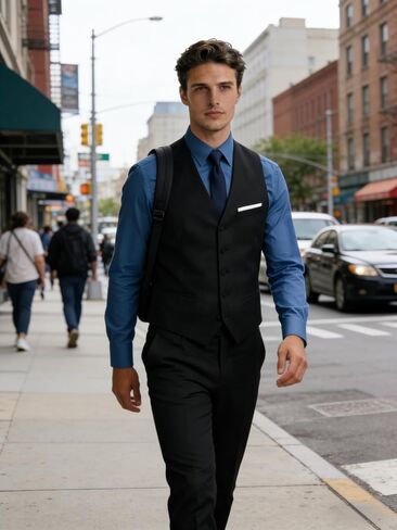 Bakerbear Men Formal Vest for Men's Classic Business Slim Fit Tuxedo Waistcoat Wedding Groomsmen Guest Dress Vests in Saudi Arabia