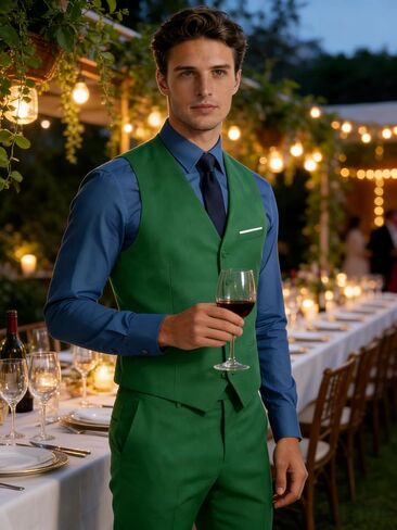 Bakerbear Men Formal Vest for Men's Classic Business Slim Fit Tuxedo Waistcoat Wedding Groomsmen Guest Dress Vests in Saudi Arabia