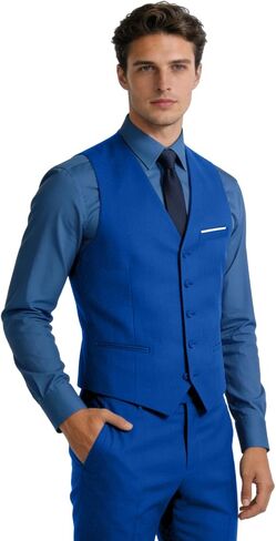 Bakerbear Men Formal Vest for Men's Classic Business Slim Fit Tuxedo Waistcoat Wedding Groomsmen Guest Dress Vests in Saudi Arabia