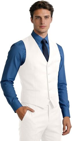 Bakerbear Men Formal Vest for Men's Classic Business Slim Fit Tuxedo Waistcoat Wedding Groomsmen Guest Dress Vests in Saudi Arabia