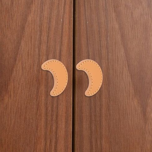 Totority 2pcs Moon Shaped Single Hole Drawer Pulls Pu Leather Cabinet Handles Vintage Dresser Hardware for ’ Room Wardrobe Furniture Accessories in Kuwait