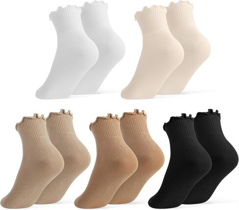 Ruffle Socks for Women, Cute Frilly Ankle Sock, Soft Casual Cotton Socks for Women Girls Gifts in Kuwait