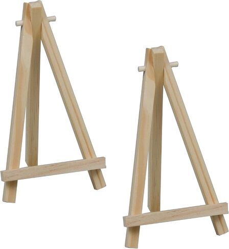 2 Pcs Mini Wooden Display Easels, Small Tabletop Easel Stands for Canvas, Photos, Art,Crafts,Weddings,Business Cards,and Signs,Natural Wood Triangle Easels for Decoration and Display (5.9"x3.1") in Saudi Arabia