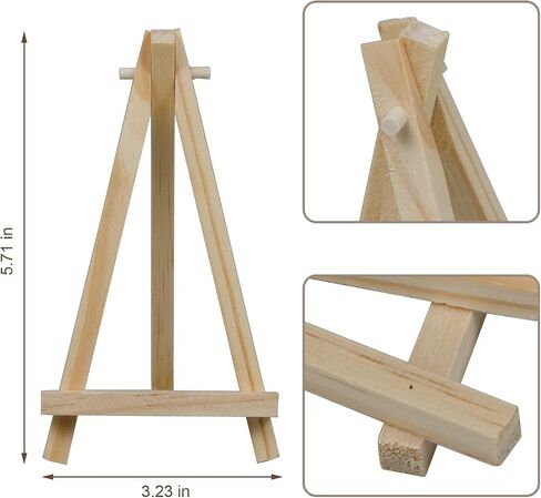 2 Pcs Mini Wooden Display Easels, Small Tabletop Easel Stands for Canvas, Photos, Art,Crafts,Weddings,Business Cards,and Signs,Natural Wood Triangle Easels for Decoration and Display (5.9"x3.1") in Saudi Arabia