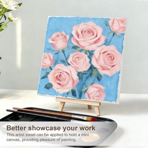 2 Pcs Mini Wooden Display Easels, Small Tabletop Easel Stands for Canvas, Photos, Art,Crafts,Weddings,Business Cards,and Signs,Natural Wood Triangle Easels for Decoration and Display (5.9"x3.1") in Saudi Arabia