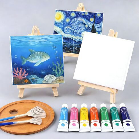 2 Pcs Mini Wooden Display Easels, Small Tabletop Easel Stands for Canvas, Photos, Art,Crafts,Weddings,Business Cards,and Signs,Natural Wood Triangle Easels for Decoration and Display (5.9"x3.1") in Saudi Arabia