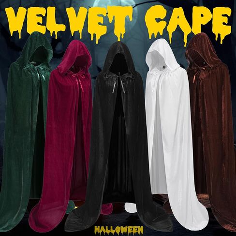 Velvet Cape for Men Women,Velvet Cloak with Hood,Adult Halloween Witch Vampire Wizard Cosplay Cloak in Saudi Arabia