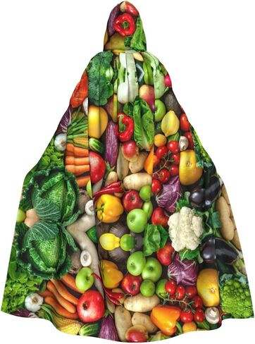 Fresh Fruits and Vegetables print Adult Decoration Cape Halloween hooded cape Fashion cosplay party witch costume in Kuwait