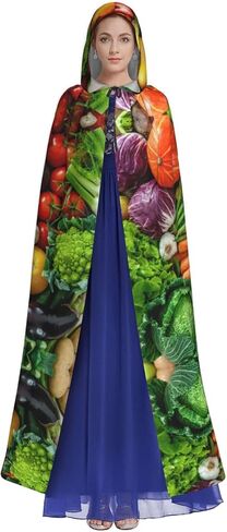 Fresh Fruits and Vegetables print Adult Decoration Cape Halloween hooded cape Fashion cosplay party witch costume in Kuwait