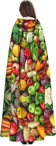 Fresh Fruits and Vegetables print Adult Decoration Cape Halloween hooded cape Fashion cosplay party witch costume in Kuwait