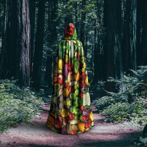 Fresh Fruits and Vegetables print Adult Decoration Cape Halloween hooded cape Fashion cosplay party witch costume in Kuwait