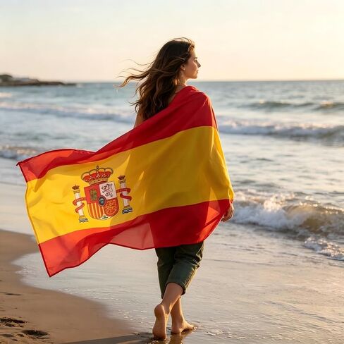 Spain World Cup Flag Fan Wearable Cape,One Size National Support Cape for Sports Events and Celebrations in Kuwait