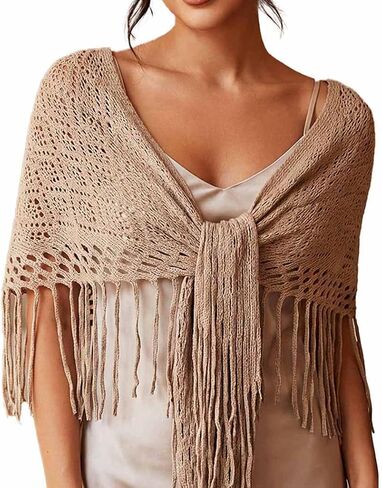 JAKAWIN Womens Shawl Wraps Boho Hip Scarf Beach Tassel Cape in Kuwait