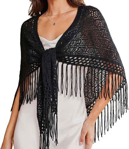 JAKAWIN Womens Shawl Wraps Boho Hip Scarf Beach Tassel Cape in Kuwait