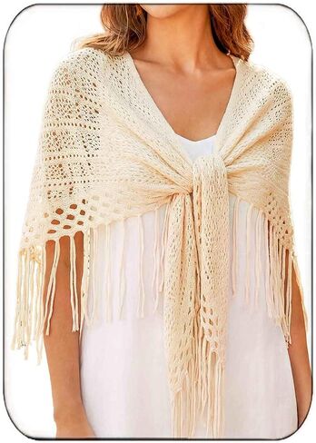 JAKAWIN Womens Shawl Wraps Boho Hip Scarf Beach Tassel Cape in Kuwait