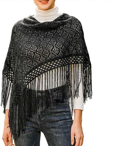 JAKAWIN Womens Shawl Wraps Boho Hip Scarf Beach Tassel Cape in Kuwait