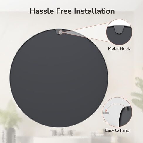 USHOWER Bathroom Mirrors for Over Sink, 36 Inch Circle Mirror with Metal Frame, Black Wall Mirror for Vanity, Entryway, Living Room, Hallway and Bedroom Decor in Saudi Arabia