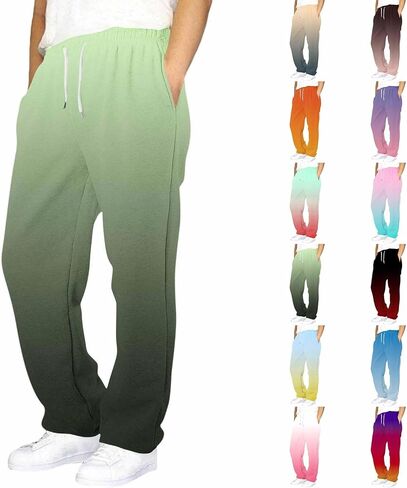 Boys Baggy Cargo Sweatpants Straight Wide Leg Open Bottom Drawstring Elastic Waist Workout Athletic Joggers Sweat Pants in Kuwait