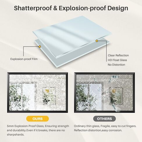 Briivue 24x36 Inch Black Bathroom Mirror for Wall, Thick Metal Framed Rectangle Mirrors for Over Sink, Bedroom, Living Room, Entryway, Anti-Rust, HD Tempered Glass in Saudi Arabia