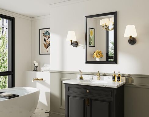 Briivue 24x36 Inch Black Bathroom Mirror for Wall, Thick Metal Framed Rectangle Mirrors for Over Sink, Bedroom, Living Room, Entryway, Anti-Rust, HD Tempered Glass in Saudi Arabia