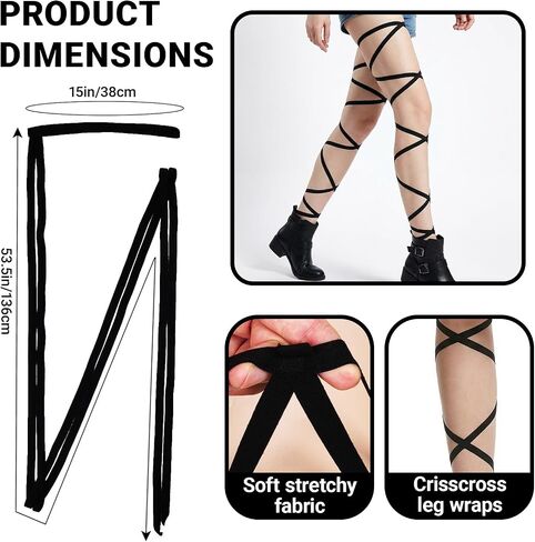 Fengek 2 Pcs Leg Wraps Rave, Crisscross Elastic Rave Leg Straps & Accessories for Music Festivals Outfits & Halloween Party in Saudi Arabia
