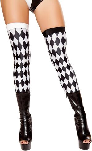 Roma Costumes Halloween Party Womens Jester Leggings Black/White - One Size in Saudi Arabia