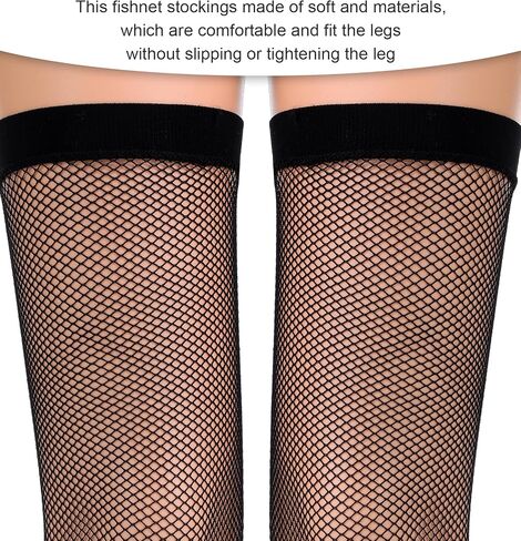 Thigh High Fishnets, 2 Pairs Fishnet Thigh Highs Stockings, Elastic Slimming Leg-Shaping Black Fishnet Stockings for Women in Saudi Arabia