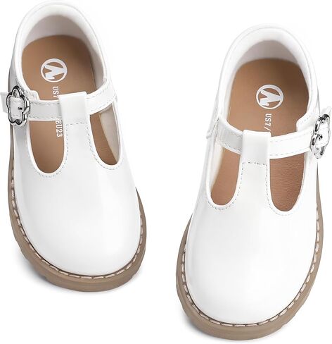 shoeslocker Toddler Girls Mary Jane Flats with Adjustable Hook-and-Loop Girls Party School Uniform Loafer Shoes in Saudi Arabia