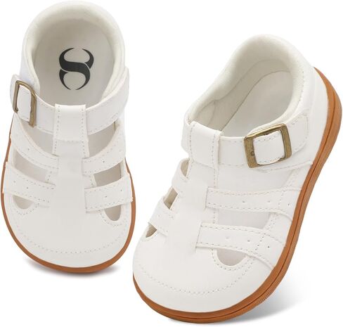 Scurtain Toddler Dress Shoes Little Girl Wide Toe Mary Jane Flat Shoes for Wedding Party School Daily Wear Comfy Boys Girls Barefoot Closed Toe Sandals in Saudi Arabia