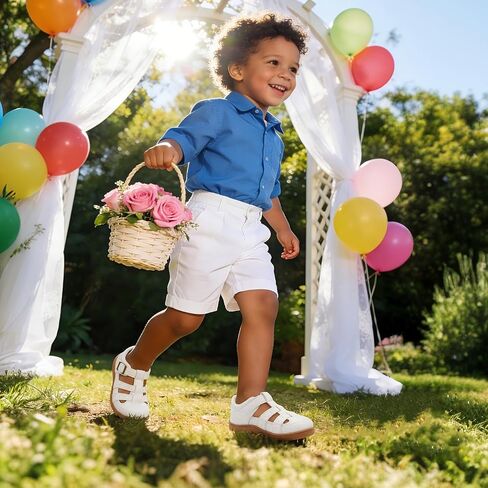 Scurtain Toddler Dress Shoes Little Girl Wide Toe Mary Jane Flat Shoes for Wedding Party School Daily Wear Comfy Boys Girls Barefoot Closed Toe Sandals in Saudi Arabia