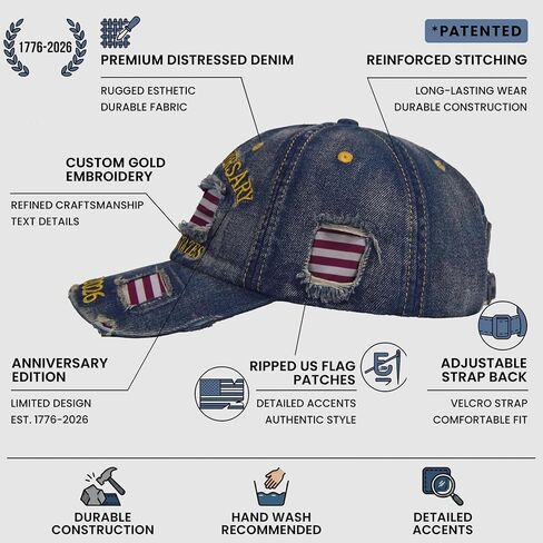 250 Anniversary USA Hat,America 250th Year United States Cap for Men Women,Patriot Embroidered US Birthday Merchandise in Kuwait