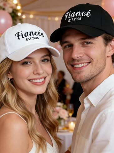 Engagement Gifts for Couples, Newly Engaged Hat for Her Him, Fiancé Fiancée Est 2026 Baseball Caps for Engagement Party Decorations Black White in Saudi Arabia