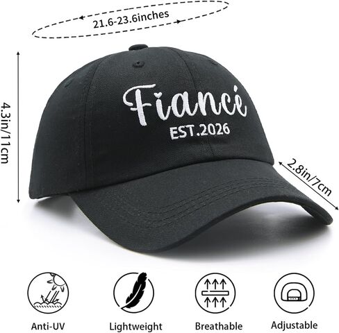 Engagement Gifts for Couples, Newly Engaged Hat for Her Him, Fiancé Fiancée Est 2026 Baseball Caps for Engagement Party Decorations Black White in Saudi Arabia
