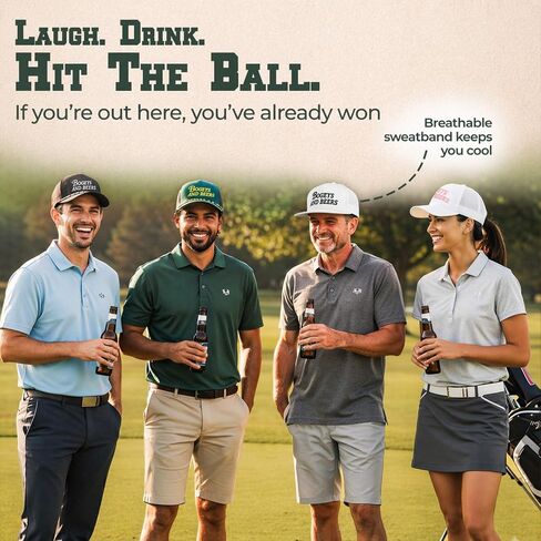 Bogeys and Beers Funny Rope White with Black Rope and Letters, Performance Blend, Adjustable Snapback, Moisture Wicking Golf Hat in Saudi Arabia