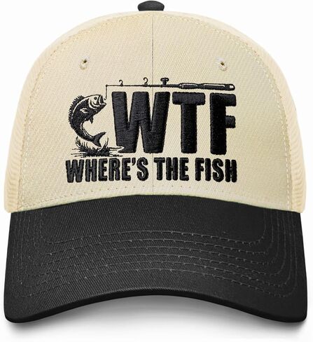 Where’s The Fish Fishing Hat for Men, Funny Embroidered Trucker Hat, Funny Fishing Hats for Dad Husband Grandpa in Kuwait