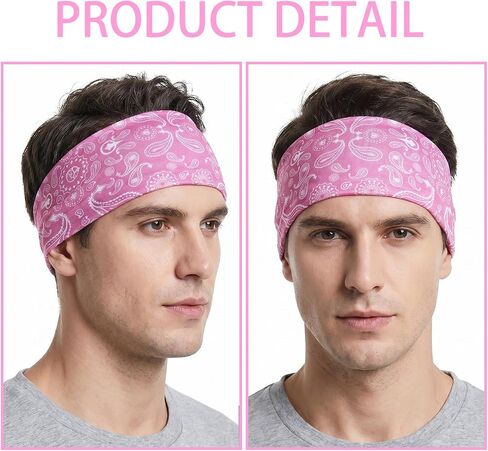 hoyuwak 9PCS Sweatbands Paisley Bandanas Head Bands Sports Headbands for Men Elastic Wide Absorbing Sweatband for Football Basketball Sports in Kuwait