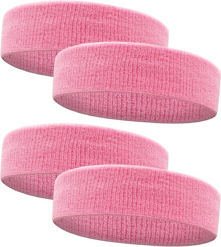 4 Pack Sweatbands Sports Headband for Men and Women, Moisture Wicking Athletic Workout Headband for Running, Tennis, Basketball, Yoga, Gym Stretchy Unisex Sweatband in Kuwait