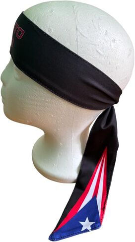 Black Puerto Rico Flag Headband for Men and Women, Long Athletic Head Band with Adjustable Knot for Cycling, Running, Gym, Sportswear Accessory Outdoor Headband, Patriotic Design in Saudi Arabia