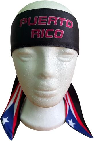 Black Puerto Rico Flag Headband for Men and Women, Long Athletic Head Band with Adjustable Knot for Cycling, Running, Gym, Sportswear Accessory Outdoor Headband, Patriotic Design in Saudi Arabia
